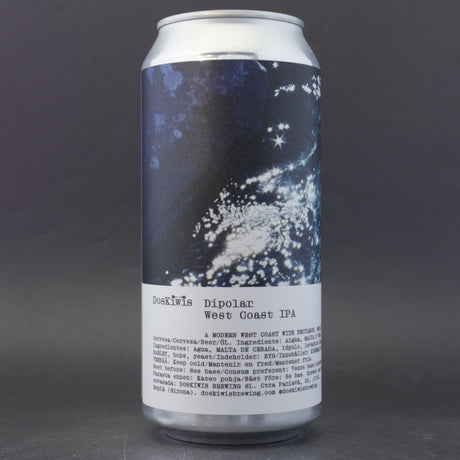This is a can of Doskiwis - Dipolar - 6.5% (440ml). It is a IPA craft beer available to buy from Ghost Whale, voted London's best craft beer shop.