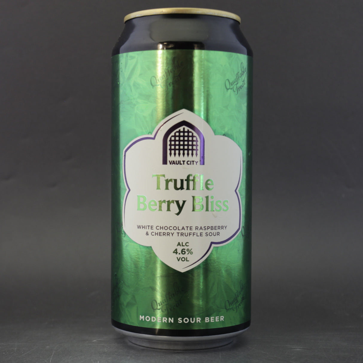 This is a can of Vault City - Truffle Berry Bliss - 4.6% (440ml). It is a Sour craft beer available to buy from Ghost Whale, voted London's best craft beer shop.