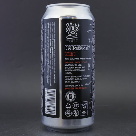 This is a can of White Dog - Monstrosity Part 1 - 11% (440ml). It is a Imperial Stout / Porter craft beer available to buy from Ghost Whale, voted London's best craft beer shop.