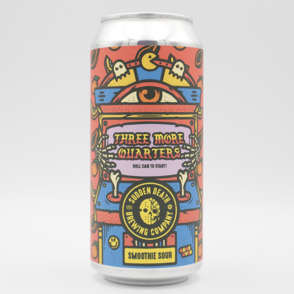 This is a can of Sudden Death - Three More Quarters - 5% (440ml). It is a Sour craft beer available to buy from Ghost Whale, voted London's best craft beer shop.