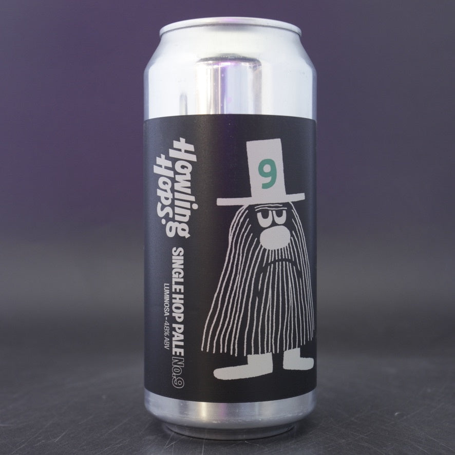 This is a can of Howling Hops - Single Hop No.9 - Luminosa - 4.8% (440ml). It is a Pale Ale craft beer available to buy from Ghost Whale, voted London's best craft beer shop.