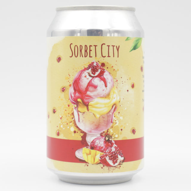 This is a can of Alchemik - Sorbet City: Mango, Pomegranate, & Sumac - 5.5% (330ml). It is a Sour craft beer available to buy from Ghost Whale, voted London's best craft beer shop.