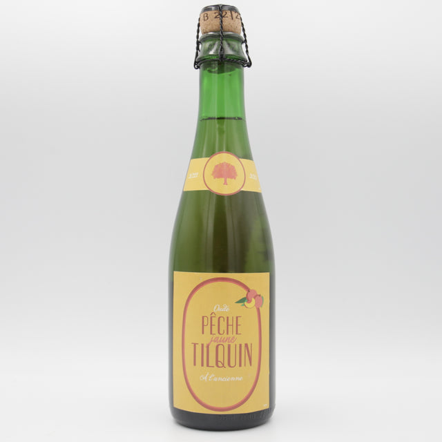 This is a bottle of Tilquin - Oude Pêche Jaune Tilquin à l'Ancienne (2022-2023) - 6% (375ml). It is a Lambic craft beer available to buy from Ghost Whale, voted London's best craft beer shop.