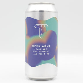 This is a can of Track - Open Arms - 5% (440ml). It is a Pale Ale craft beer available to buy from Ghost Whale, voted London's best craft beer shop.