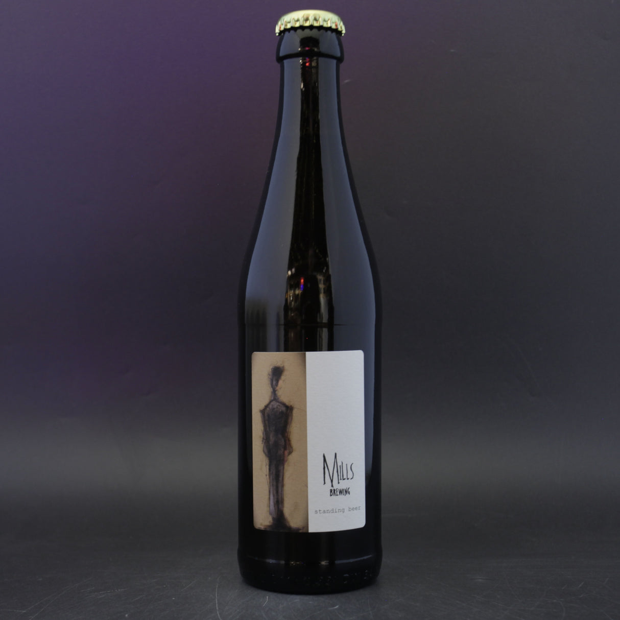 This is a bottle of Mills Brewing - Standing Beer - 7.5% (330ml). It is a Wild Ale craft beer available to buy from Ghost Whale, voted London's best craft beer shop.