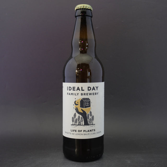 This is a bottle of Ideal Day - Life Of Plants - 3.4% (500ml). It is a Grisette craft beer available to buy from Ghost Whale, voted London's best craft beer shop.