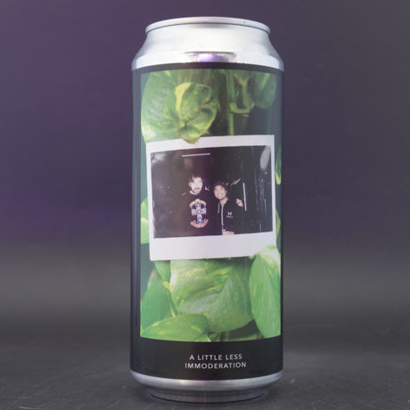 This is a can of Evil Twin / Moksa - A Little Less Immoderation - 14% (473ml). It is a Imperial Stout / Porter craft beer available to buy from Ghost Whale, voted London's best craft beer shop.