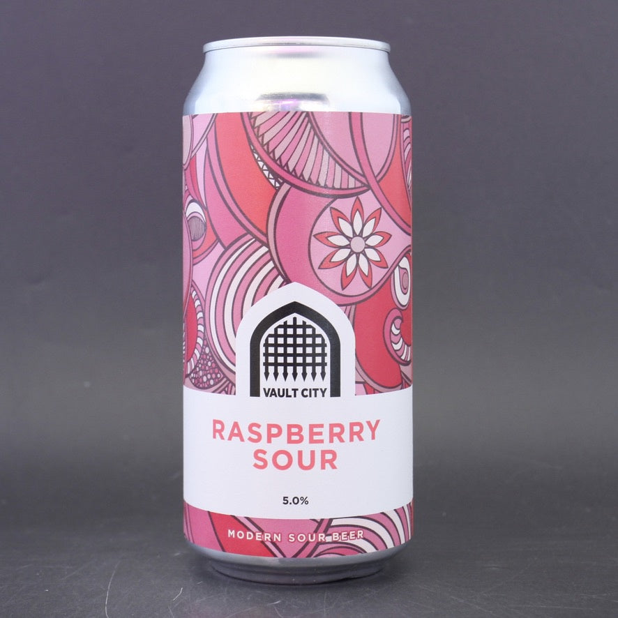 This is a can of Vault City - Raspberry Sour - 5% (440ml). It is a Sour craft beer available to buy from Ghost Whale, voted London's best craft beer shop.