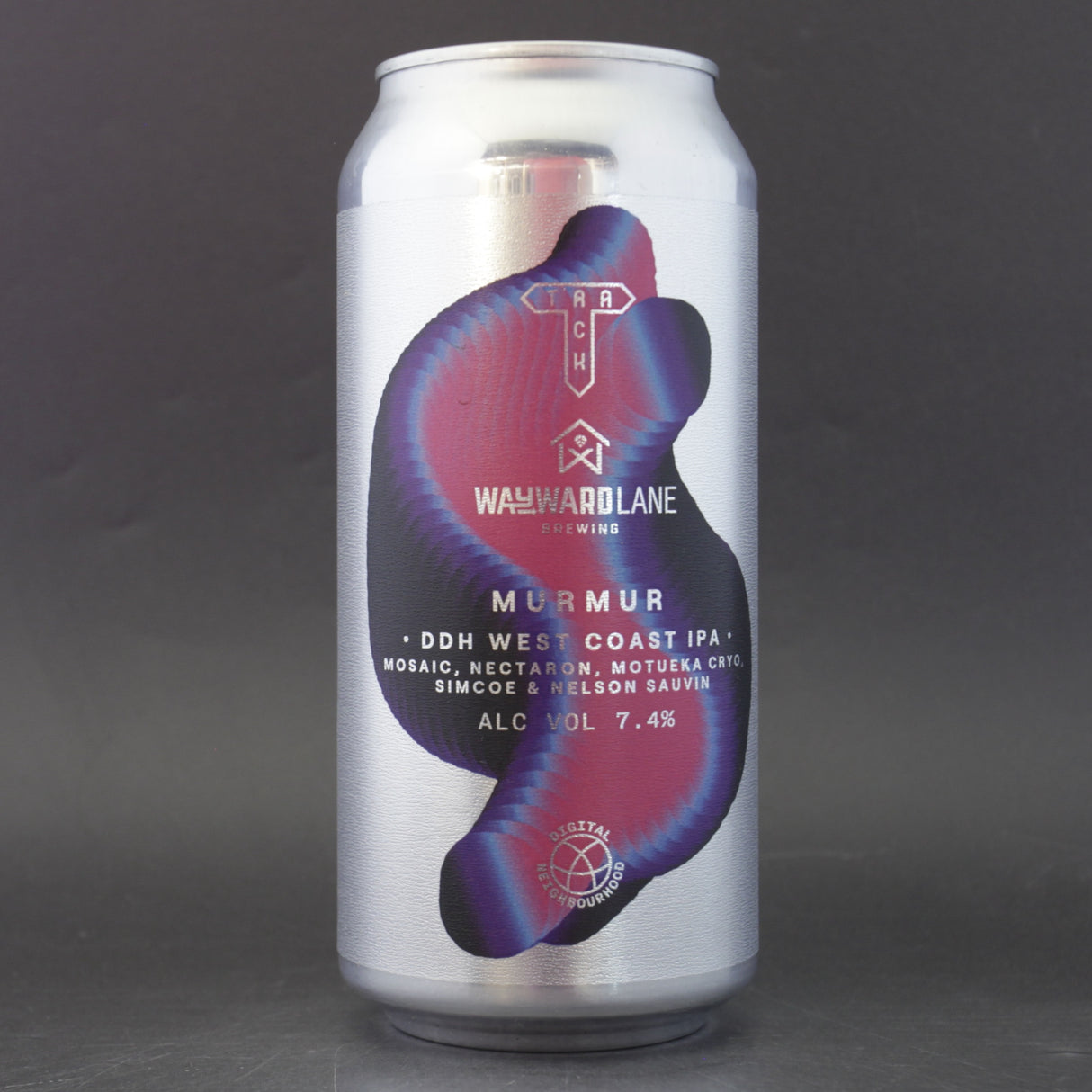 This is a can of Track / Wayward Lane - Murmur - 7.4% (440ml). It is a IPA craft beer available to buy from Ghost Whale, voted London's best craft beer shop.