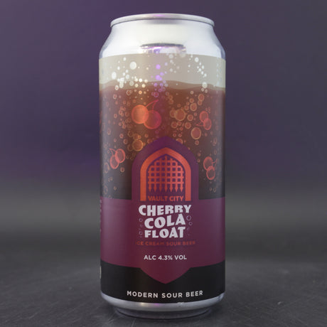 This is a can of Vault City - Cherry Cola Float - 4.3% (440ml). It is a Sour craft beer available to buy from Ghost Whale, voted London's best craft beer shop.