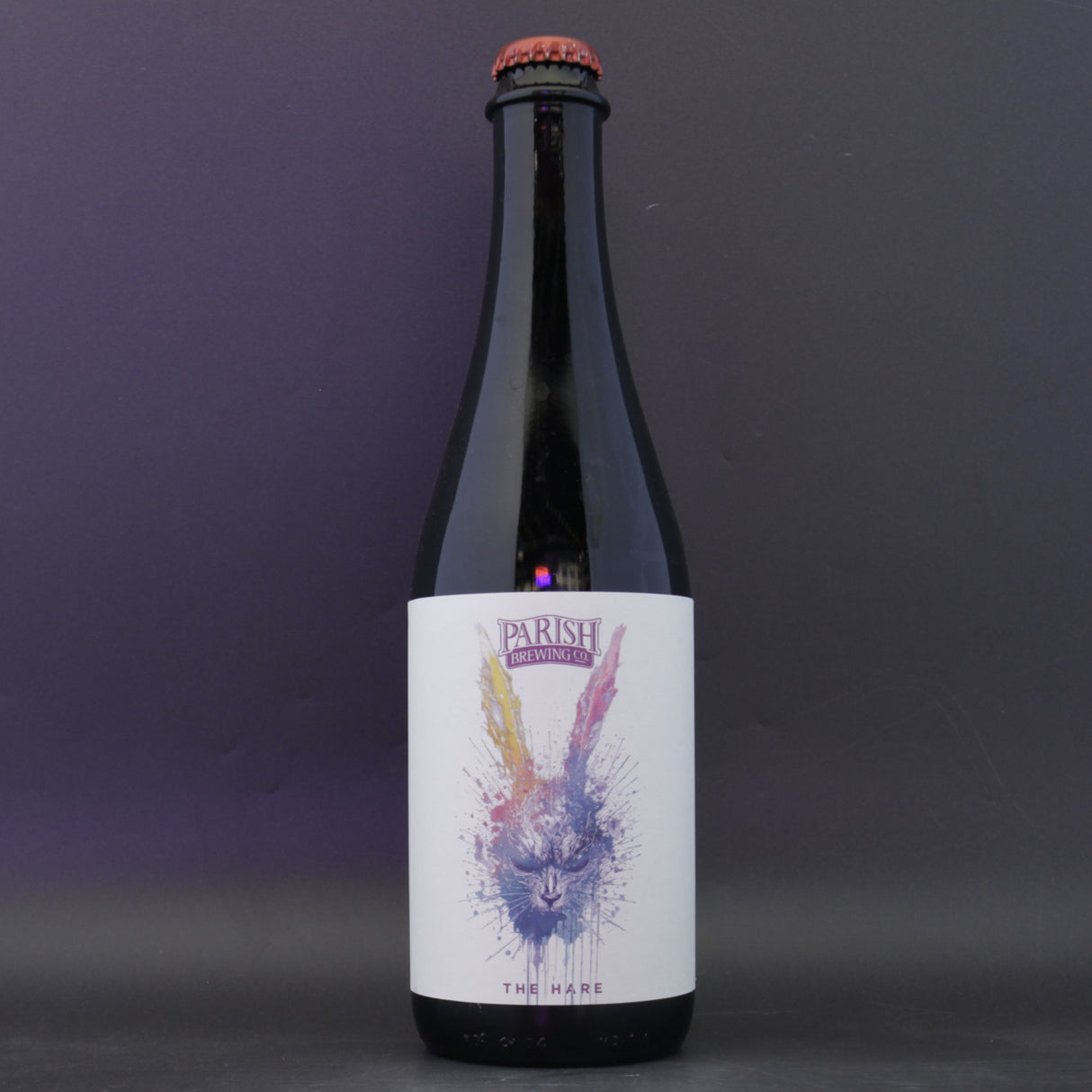 This is a bottle of Parish - The Hare - 13% (500ml). It is a Imperial Stout / Porter craft beer available to buy from Ghost Whale, voted London's best craft beer shop.