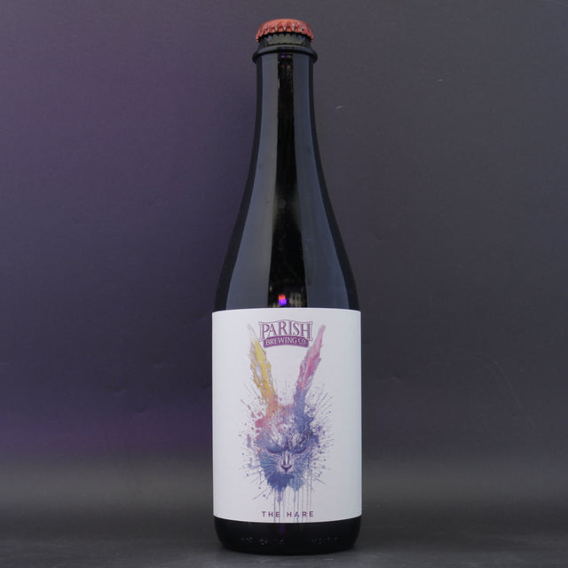 This is a bottle of Parish - The Hare - 13% (500ml). It is a Imperial Stout / Porter craft beer available to buy from Ghost Whale, voted London's best craft beer shop.