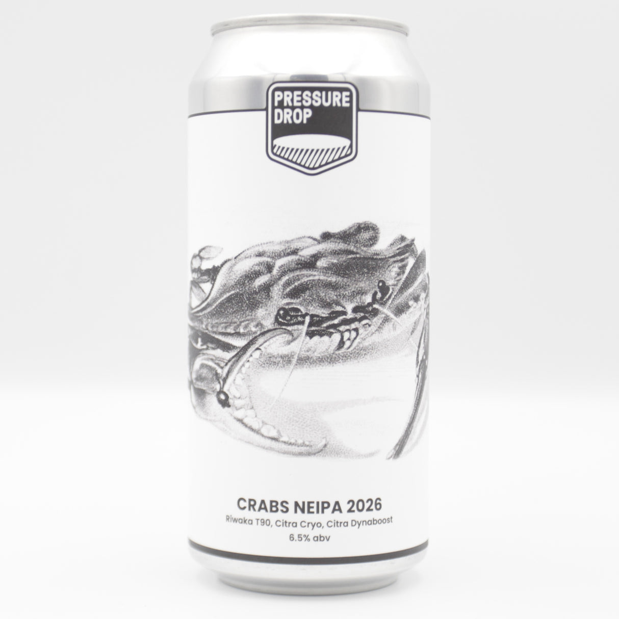 This is a can of Pressure Drop - Crabs NEIPA 2026 - 6.5% (440ml). It is a IPA craft beer available to buy from Ghost Whale, voted London's best craft beer shop.