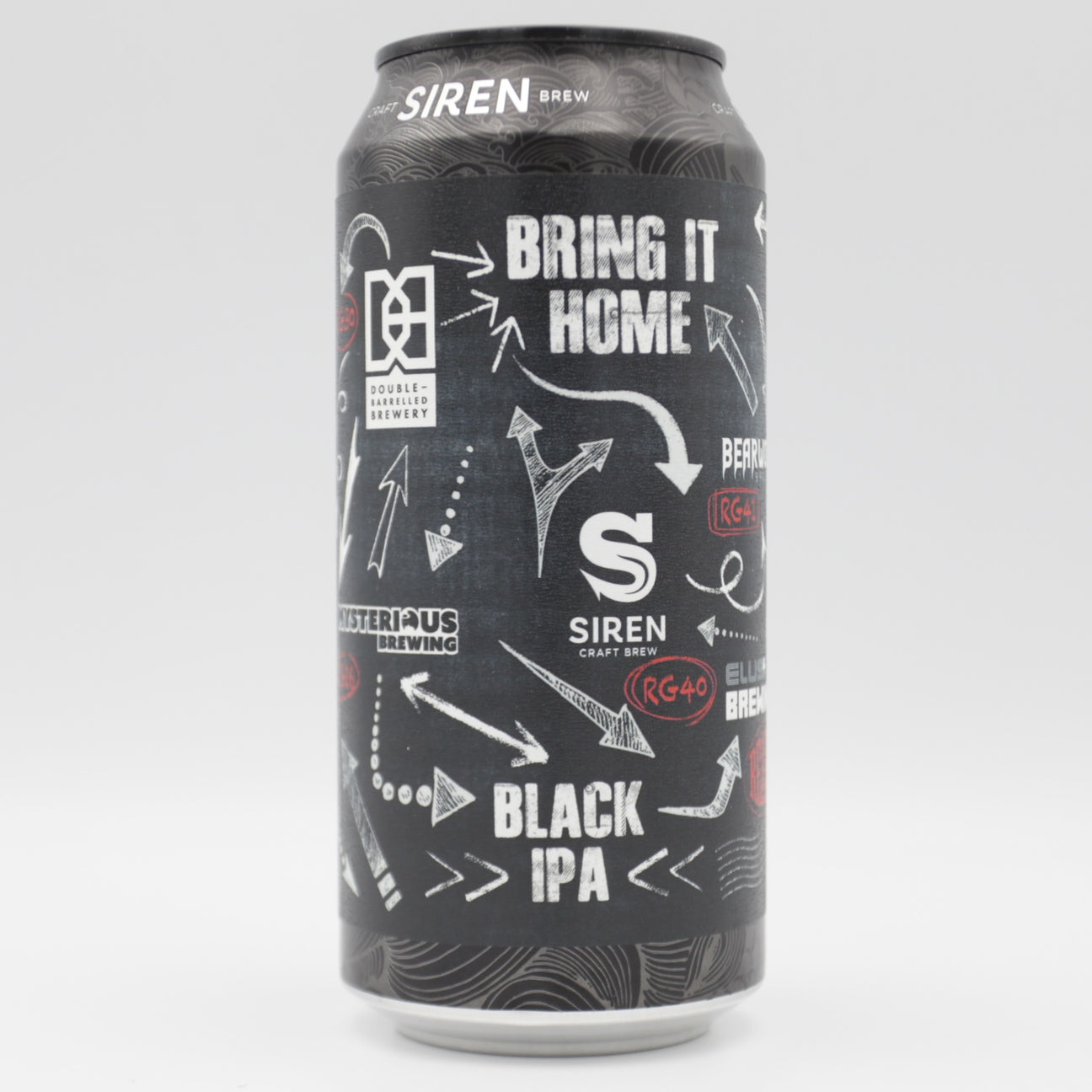 This is a can of Siren / Elusive / Double Barrelled / Bearwood - Bring It Home - 5.5% (440ml). It is a IPA craft beer available to buy from Ghost Whale, voted London's best craft beer shop.