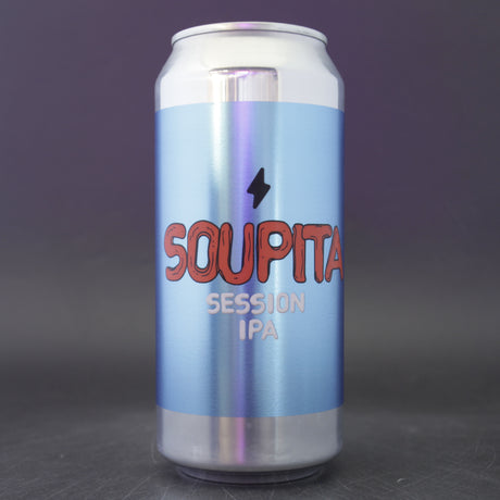 This is a can of Garage Beer Co - Soupita - 4% (440ml). It is a Session IPA craft beer available to buy from Ghost Whale, voted London's best craft beer shop.
