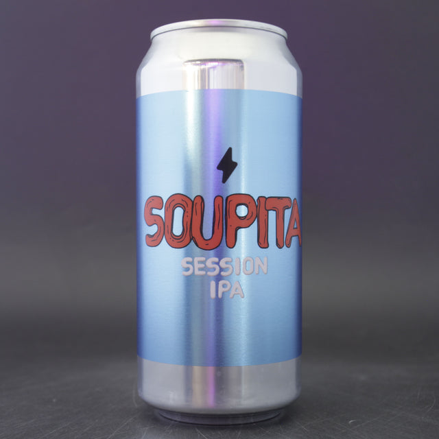 This is a can of Garage Beer Co - Soupita - 4% (440ml). It is a Session IPA craft beer available to buy from Ghost Whale, voted London's best craft beer shop.
