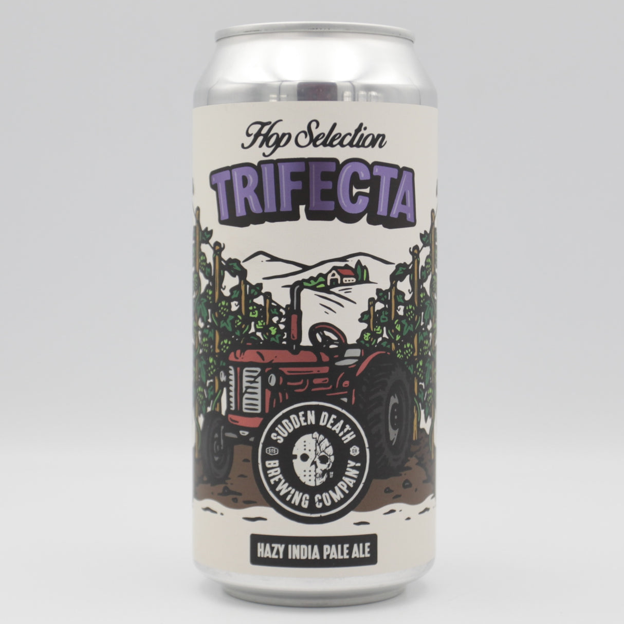 This is a can of Sudden Death - Hop Selection Trifecta - 6.5% (440ml). It is a IPA craft beer available to buy from Ghost Whale, voted London's best craft beer shop.
