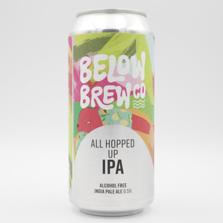 This is a can of Below Brew Co - All Hopped Up - 0.5% (440ml). It is a IPA craft beer available to buy from Ghost Whale, voted London's best craft beer shop.