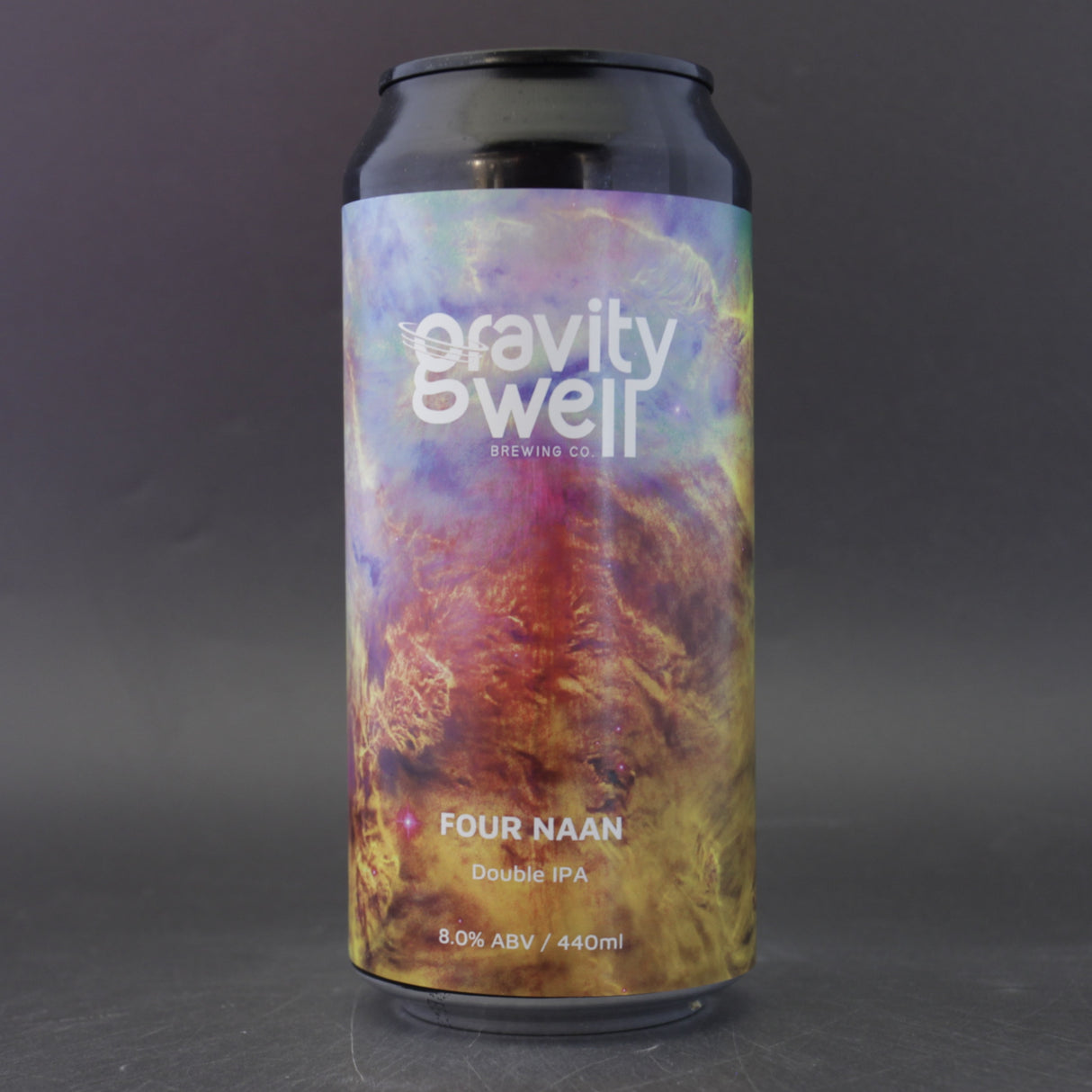 This is a can of Gravity Well - Four Naan - 8% (440ml). It is a Double IPA craft beer available to buy from Ghost Whale, voted London's best craft beer shop.