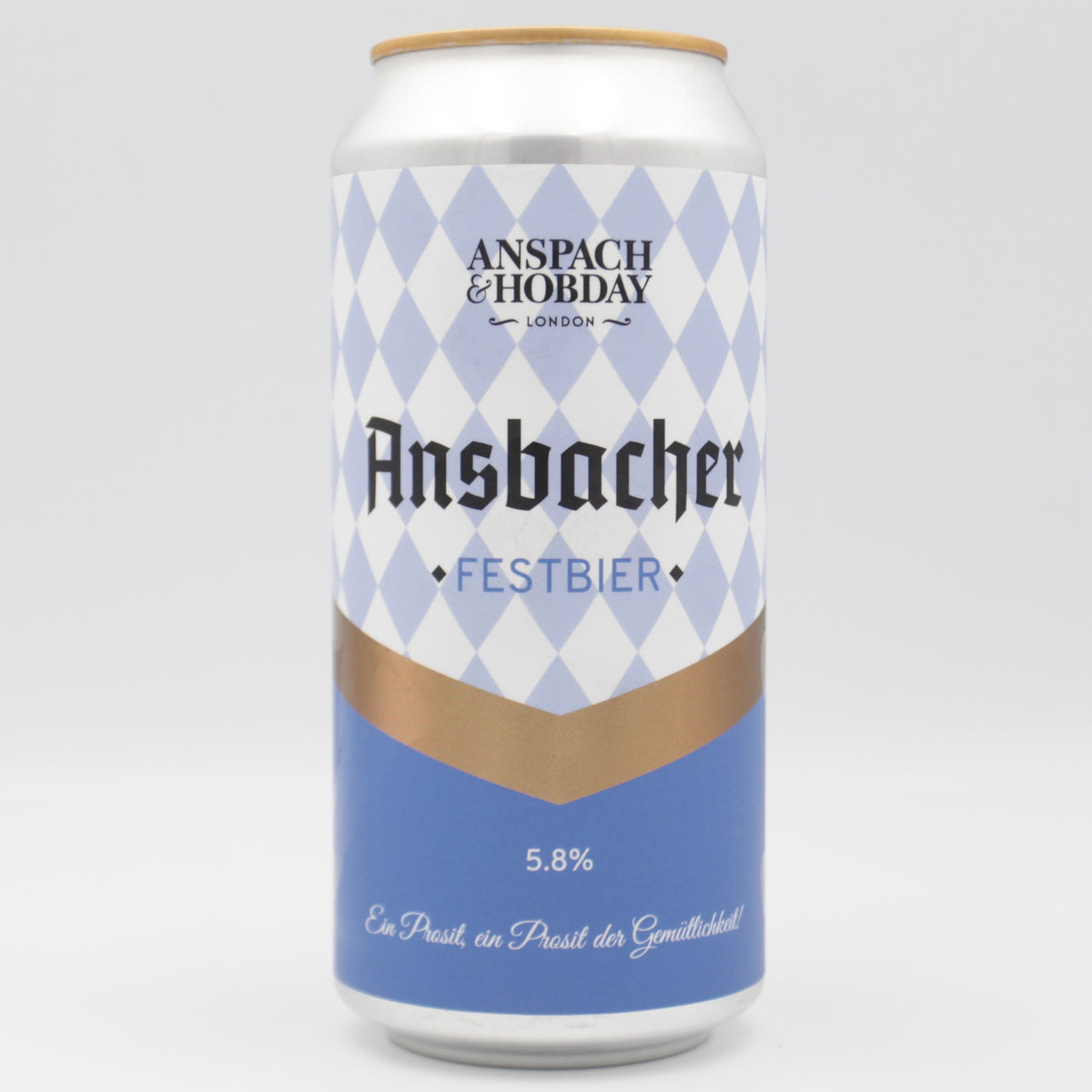 This is a can of Anspach & Hobday - Ansbacher: Festbier - 5.8% (440ml). It is a Lager / Pilsner / Kölsch craft beer available to buy from Ghost Whale, voted London's best craft beer shop.