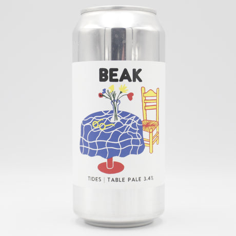 This is a can of Beak - Tides - 3.4% (440ml). It is a Pale Ale craft beer available to buy from Ghost Whale, voted London's best craft beer shop.