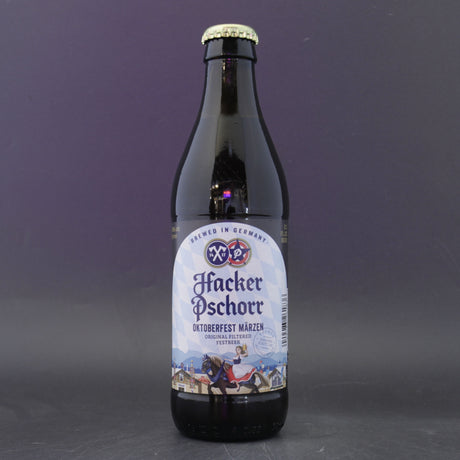 This is a bottle of Hacker Pschorr - Oktoberfest - 5.8% (330ml). It is a Lager / Pilsner / Kölsch craft beer available to buy from Ghost Whale, voted London's best craft beer shop.