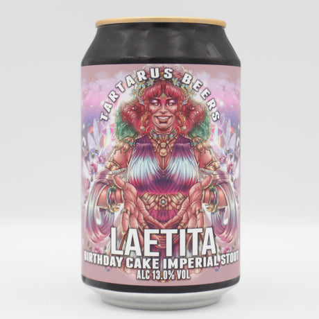 This is a can of Tartarus - Laetitia - 13% (330ml). It is a Imperial Stout / Porter craft beer available to buy from Ghost Whale, voted London's best craft beer shop.