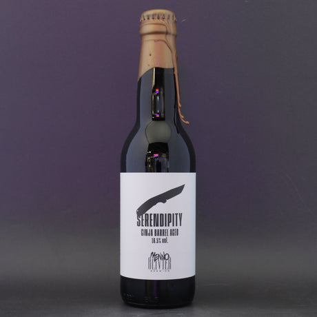 This is a bottle of Menno Olivier - Serendipity - 16.5% (330ml). It is a Imperial Stout / Porter craft beer available to buy from Ghost Whale, voted London's best craft beer shop.