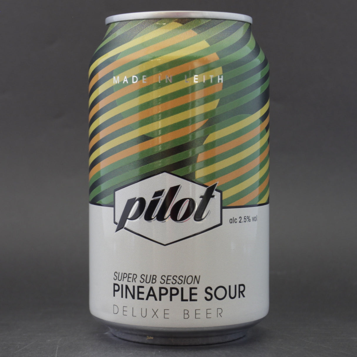 This is a can of Pilot - Super Sub Session Pineapple Sour - 2.5% (330ml). It is a Sour craft beer available to buy from Ghost Whale, voted London's best craft beer shop.