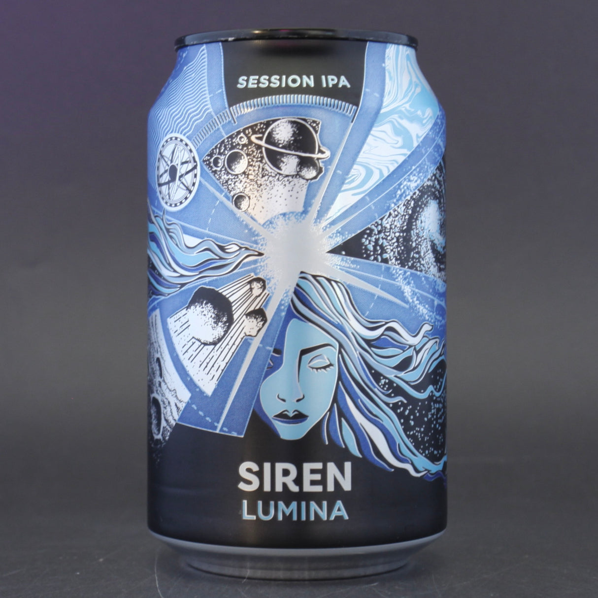 This is a can of Siren - Lumina - 4.2% (330ml). It is a Session IPA craft beer available to buy from Ghost Whale, voted London's best craft beer shop.