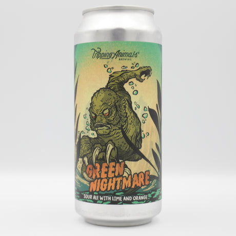 This is a can of Tripping Animals - Green Nightmare - 6% (473ml). It is a Sour craft beer available to buy from Ghost Whale, voted London's best craft beer shop.
