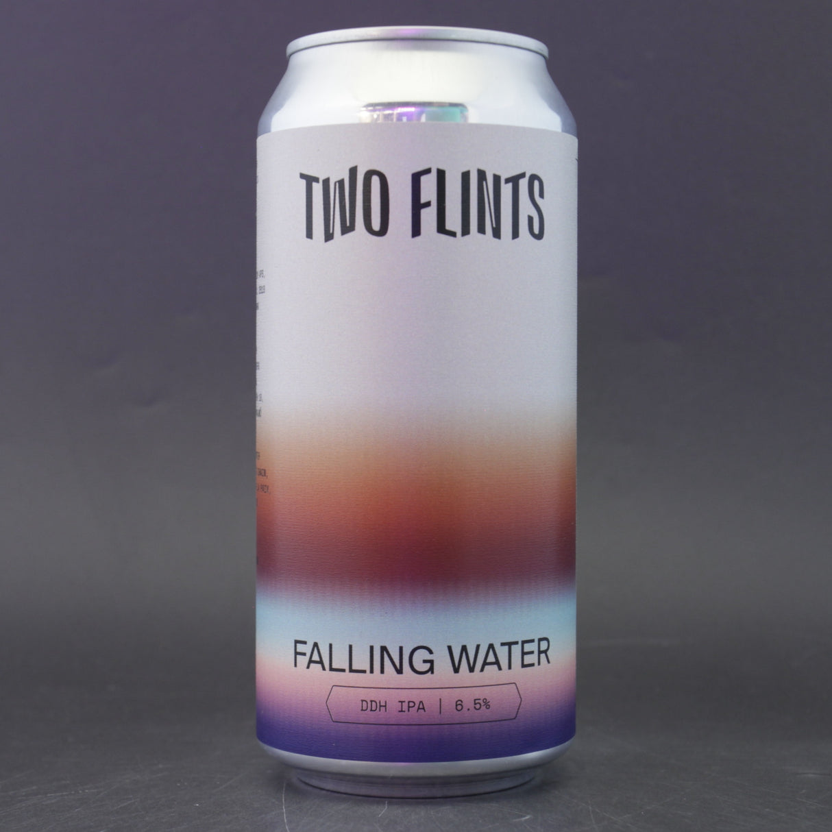 This is a can of Two Flints - Falling Water - 6.5% (440ml). It is a IPA craft beer available to buy from Ghost Whale, voted London's best craft beer shop.