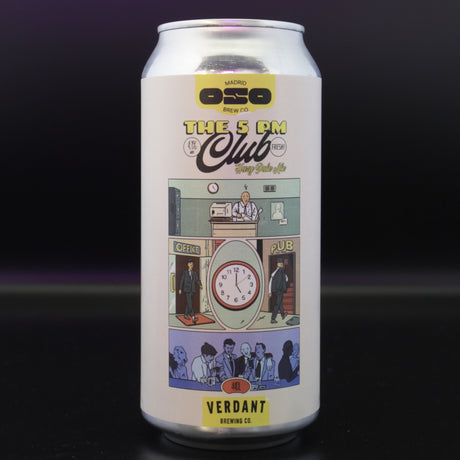 This is a can of OSO Brewing / Verdant - The 5PM Club - 4% (440ml). It is a Pale Ale craft beer available to buy from Ghost Whale, voted London's best craft beer shop.