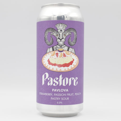 This is a can of Pastore - Pavlova - 6% (440ml). It is a Sour craft beer available to buy from Ghost Whale, voted London's best craft beer shop.