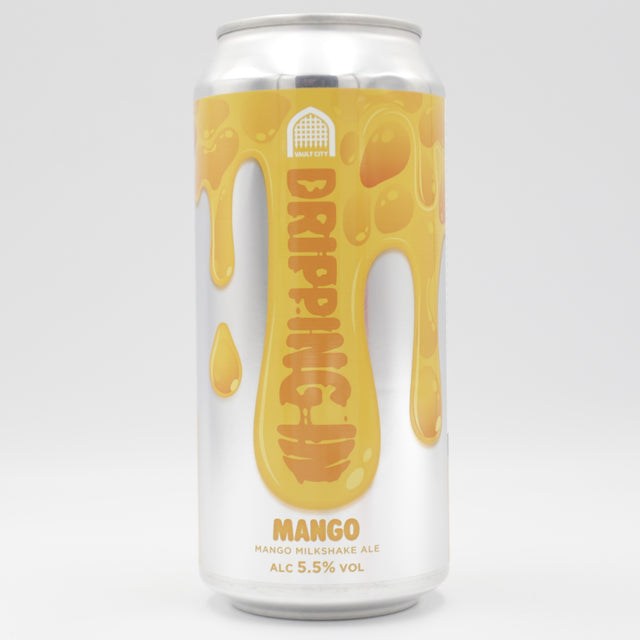 This is a can of Vault City - Dripping In Mango - 5.5% (440ml). It is a Pale Ale craft beer available to buy from Ghost Whale, voted London's best craft beer shop.