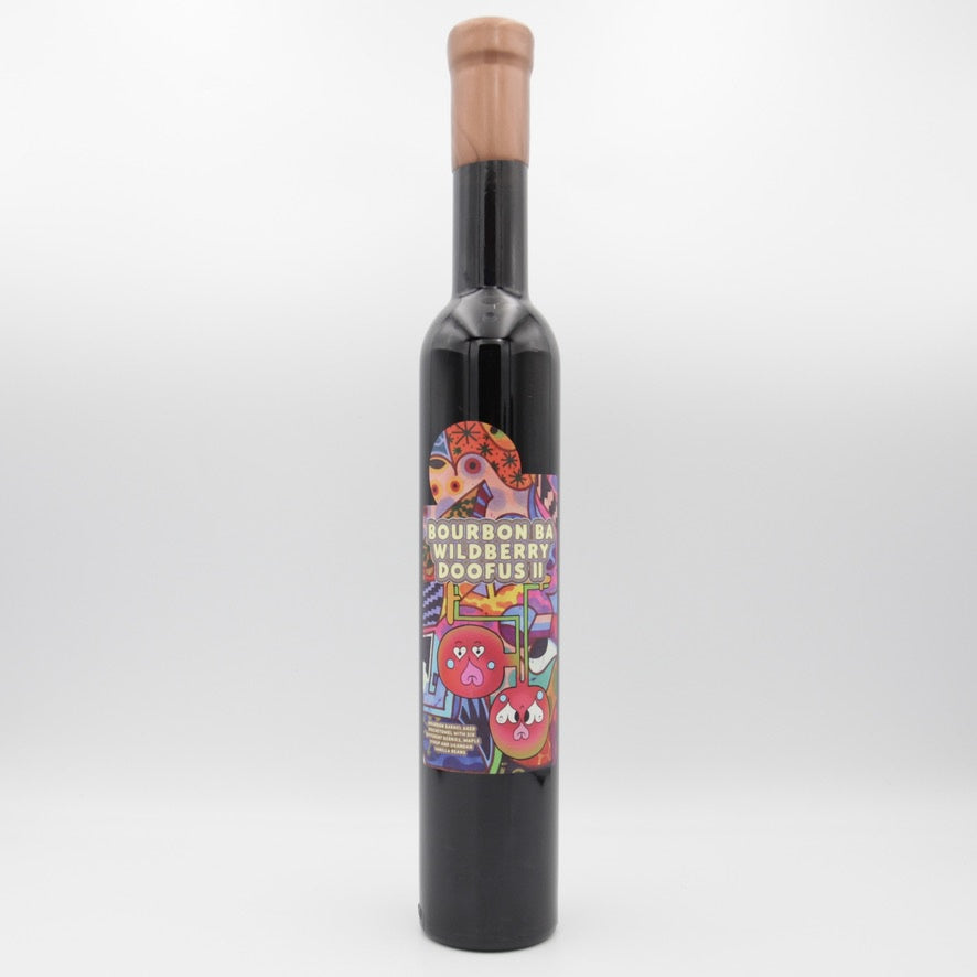 This is a bottle of Marlobobo - Bourbon BA Wildberry Doofus II - 11.5% (375ml). It is a  craft mead available to buy from Ghost Whale, voted London's best craft beer shop.