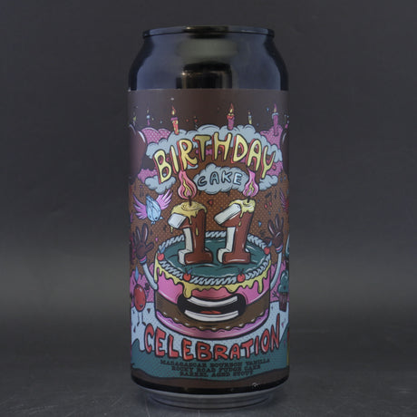 This is a can of Amundsen - 11th Birthday Cake: Madagascar Bourbon Vanilla Rocky Road Fudge Cake - 11.5% (440ml). It is a Imperial Stout / Porter craft beer available to buy from Ghost Whale, voted London's best craft beer shop.