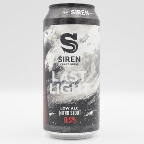 This is a can of Siren - Last Light - 0.5% (440ml). It is a Stout / Porter craft beer available to buy from Ghost Whale, voted London's best craft beer shop.