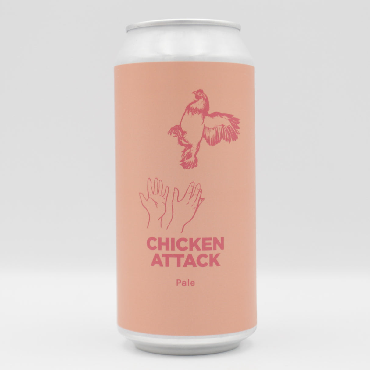This is a can of Pomona Island - Chicken Attack - 5.3% (440ml). It is a Pale Ale craft beer available to buy from Ghost Whale, voted London's best craft beer shop.