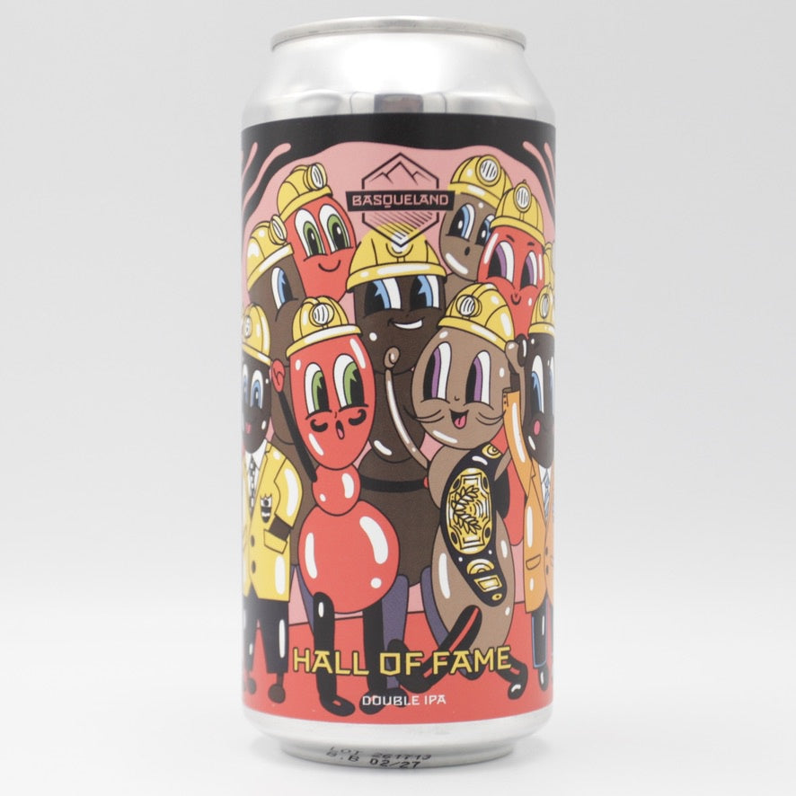 This is a can of Basqueland - Hall Of Fame - 8.5% (440ml). It is a Double IPA craft beer available to buy from Ghost Whale, voted London's best craft beer shop.