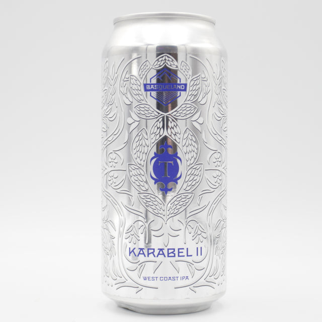 This is a can of Basqueland / Thornbridge - Karabel II - 6.7% (440ml). It is a IPA craft beer available to buy from Ghost Whale, voted London's best craft beer shop.