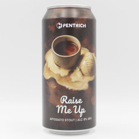 This is a can of Pentrich - Raise Me Up - 8% (440ml). It is a Imperial Stout / Porter craft beer available to buy from Ghost Whale, voted London's best craft beer shop.