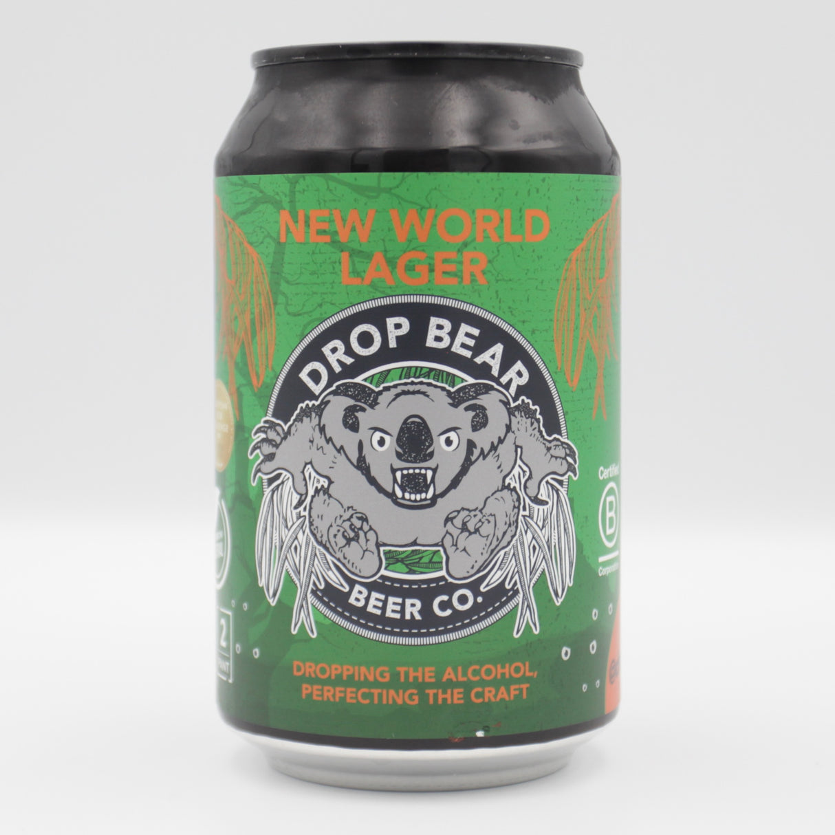 This is a can of Drop Bear - New World Lager - 0.5% (330ml). It is a Lager / Pilsner / Kölsch craft beer available to buy from Ghost Whale, voted London's best craft beer shop.