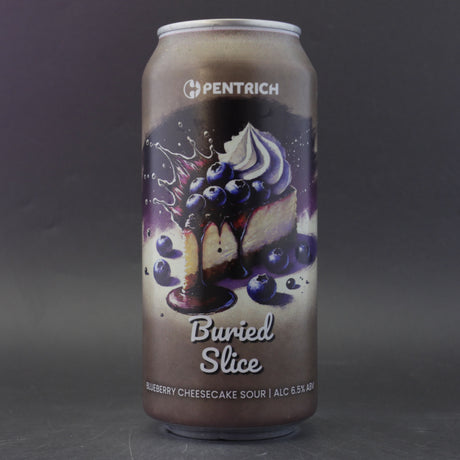 This is a can of Pentrich - Buried Slice: Blueberry Cheesecake Sour - 6.5% (440ml). It is a Sour craft beer available to buy from Ghost Whale, voted London's best craft beer shop.