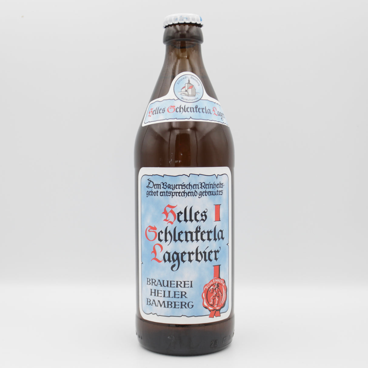 This is a bottle of Schlenkerla - Helles - 4.3% (500ml). It is a Lager / Pilsner / Kölsch craft beer available to buy from Ghost Whale, voted London's best craft beer shop.