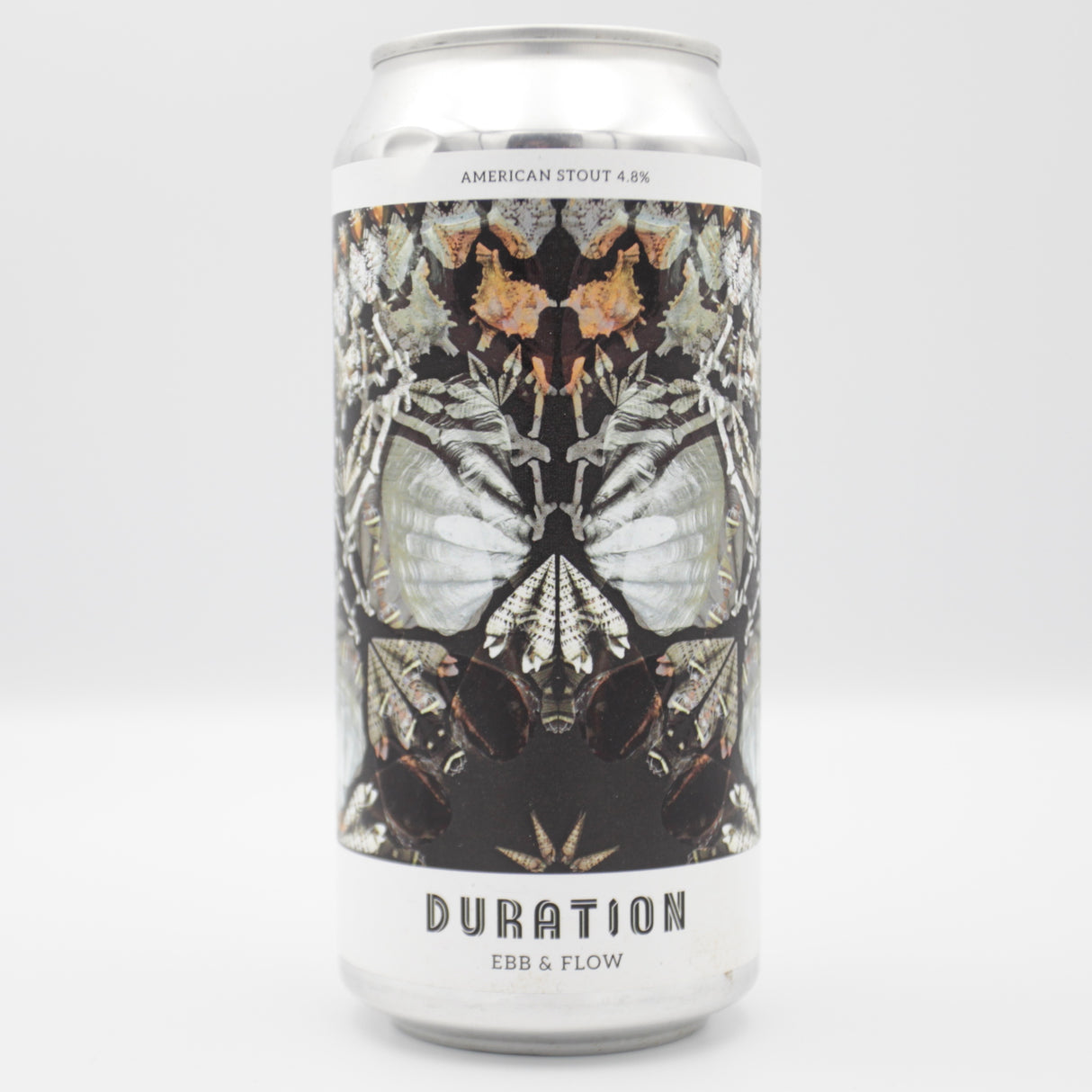 This is a can of Duration - Ebb & Flow - 4.8% (440ml). It is a Stout / Porter craft beer available to buy from Ghost Whale, voted London's best craft beer shop.