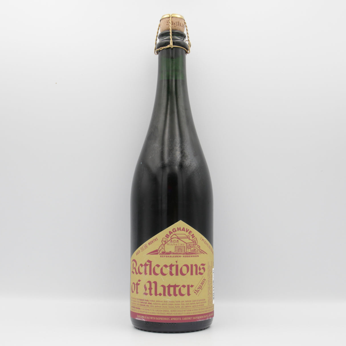 This is a sharing bottle of Mikkeller - Baghaven Reflection Of Matter Noyeaux - 6% (750ml). It is a Wild Ale craft beer available to buy from Ghost Whale, voted London's best craft beer shop.