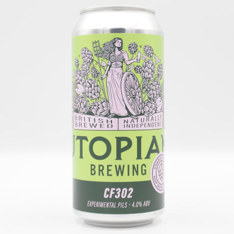 This is a can of Utopian - CF302 Experimental Pils - 4% (440ml). It is a Lager / Pilsner / Kölsch craft beer available to buy from Ghost Whale, voted London's best craft beer shop.