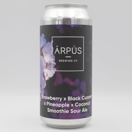 This is a can of Arpus Brewing Co - Strawberry x Blackcurrant x Pineapple x Coconut Smoothie Sour - 4.5% (440ml). It is a Sour craft beer available to buy from Ghost Whale, voted London's best craft beer shop.