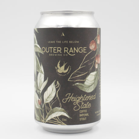 This is a can of Outer Range - Heightened State - 14% (330ml). It is a Imperial Stout / Porter craft beer available to buy from Ghost Whale, voted London's best craft beer shop.